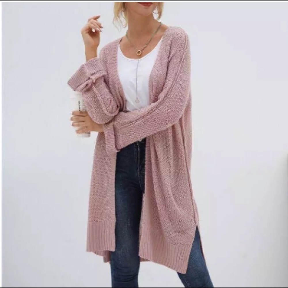 Boho Natural Earth Pink Loose Batwing Cardigan - Picture 3 of 6